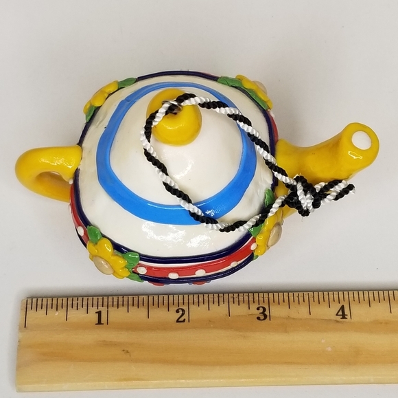 Vintage 1994 Mary Engelbreit Collection Teapot Ornament Multi Color 3"H - Picture 7 of 9